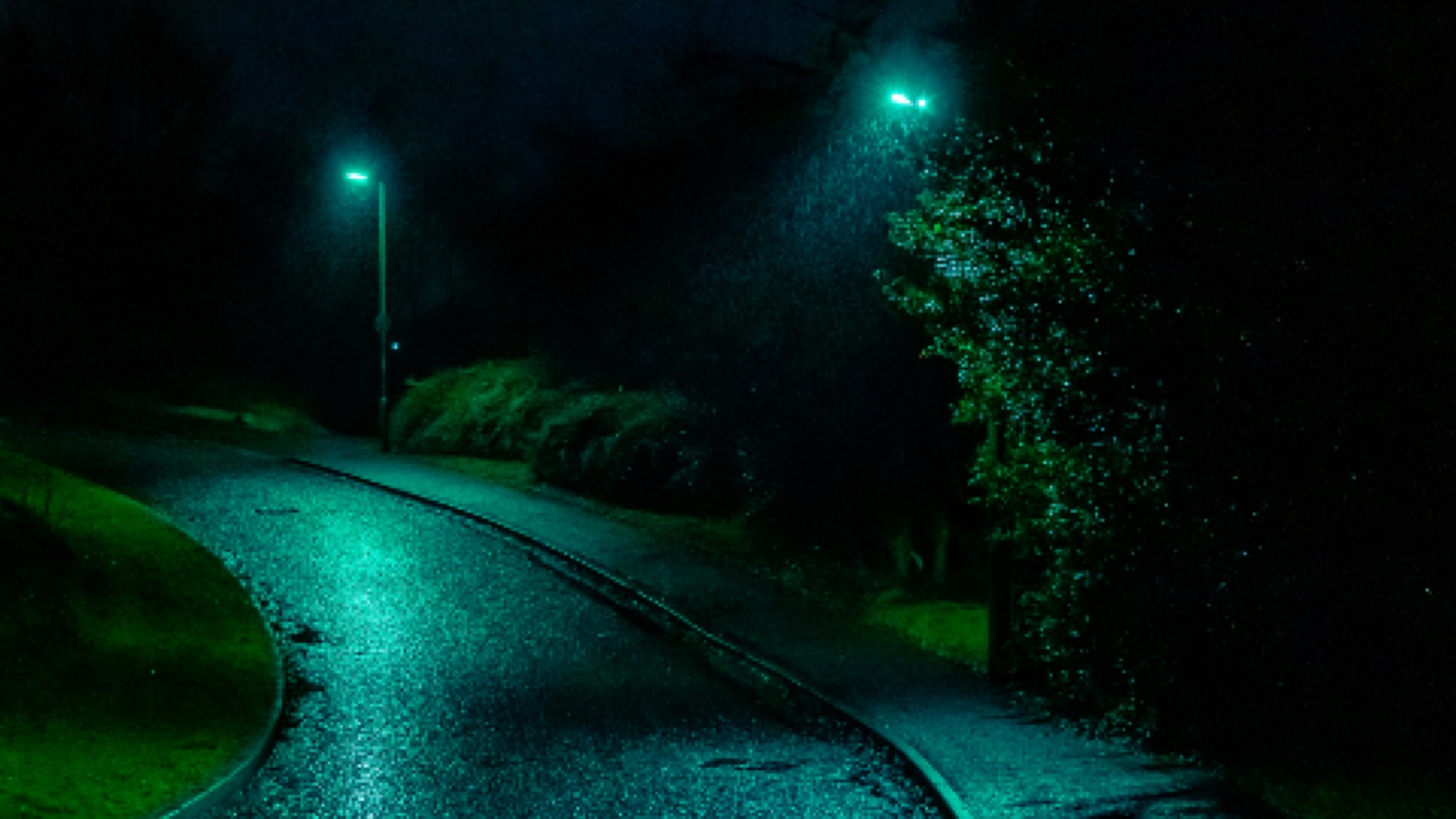 Strada illuminata di notte